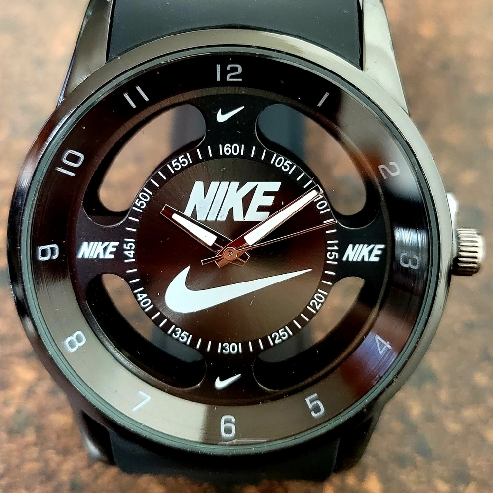 Nike Watch Hollow Analog Sports Silicone Band Black Adult Size Men's
